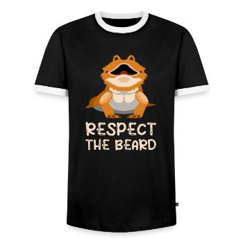 Lizard Dragon Bearded Reptile Gift - Men's Ringer Shirt - black/white - Front - AI Model Female 172 light (172cm) & AI Model Male 178 light (178cm)
