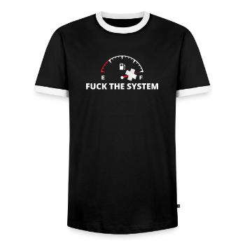 Impression anti-système de la jauge rebelle - T-shirt contrasté Homme - noir/blanc - Devant - AI Model Female 172 light (172cm) & AI Model Male 178 light (178cm)