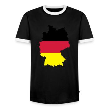 Germany - Men's Ringer Shirt - black/white - Front - AI Model Female 172 light (172cm) & AI Model Male 178 light (178cm)