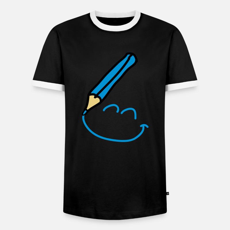 doodle_smiley_3c - Men's Ringer Shirt - black/white