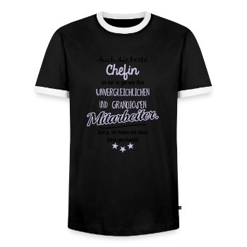 Beste Chefin Tasse - Männer Kontrast-T-Shirt - Schwarz/Weiß - Vorne - AI Model Female 172 light (172cm) & AI Model Male 178 light (178cm)