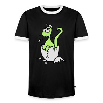Baby-Dinosaurier - Männer Kontrast-T-Shirt - Schwarz/Weiß - Vorne - AI Model Female 172 light (172cm) & AI Model Male 178 light (178cm)