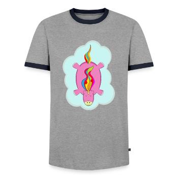 Einhorn - Männer Kontrast-T-Shirt - Grau/Navy  - Vorne - AI Model Female 172 light (172cm) & AI Model Male 178 light (178cm)