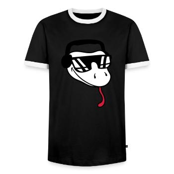 gesicht cool dj musik party feiern sonnenbrille ko - Männer Kontrast-T-Shirt - Schwarz/Weiß - Vorne - AI Model Female 172 light (172cm) & AI Model Male 178 light (178cm)