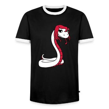 snake female woman girl girl sexy - Men's Ringer Shirt - black/white - Front - AI Model Female 172 light (172cm) & AI Model Male 178 light (178cm)