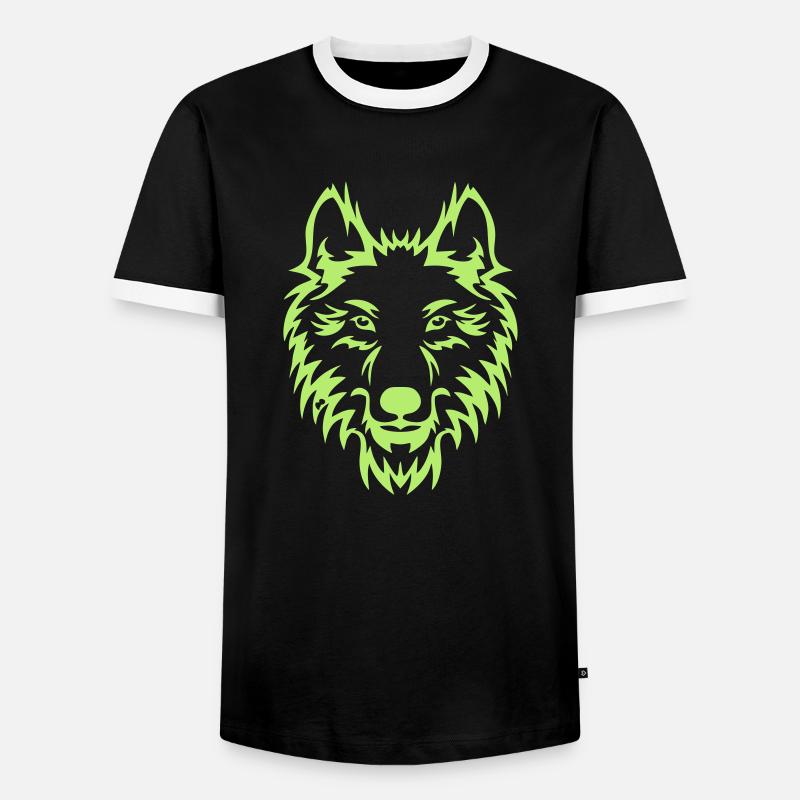 Wolf Kopf - Männer Kontrast-T-Shirt - Schwarz/Weiß