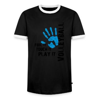 Volleyball feel it touch it play it - Männer Kontrast-T-Shirt - Schwarz/Weiß - Vorne - AI Model Female 172 light (172cm) & AI Model Male 178 light (178cm)