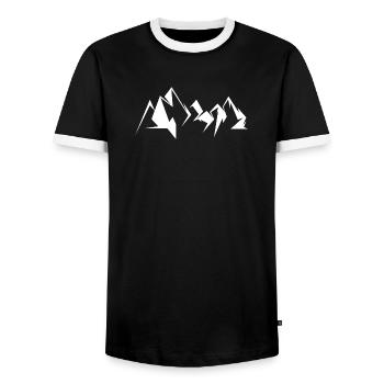 Mountain Mountains Symbol Illustration Graphic Nature icon - Men's Ringer Shirt - black/white - Front - AI Model Female 172 light (172cm) & AI Model Male 178 light (178cm)