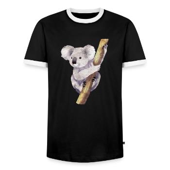 Koala 01 - T-shirt contrasté Homme - noir/blanc - Devant - AI Model Female 172 light (172cm) & AI Model Male 178 light (178cm)