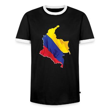 Drapeau de la Colombie réel - Carte du drapeau - T-shirt contrasté Homme - noir/blanc - Devant - AI Model Female 172 light (172cm) & AI Model Male 178 light (178cm)