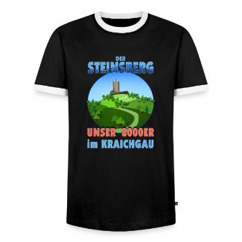 Steinsberg Kraichgau Sinsheim Baden Nordbaden - Männer Kontrast-T-Shirt - Schwarz/Weiß - Vorne - AI Model Female 172 light (172cm) & AI Model Male 178 light (178cm)