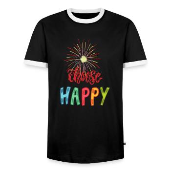 Choisissez Heureux, choisissez Heureux, soyez heureux - T-shirt contrasté Homme - noir/blanc - Devant - AI Model Female 172 light (172cm) & AI Model Male 178 light (178cm)