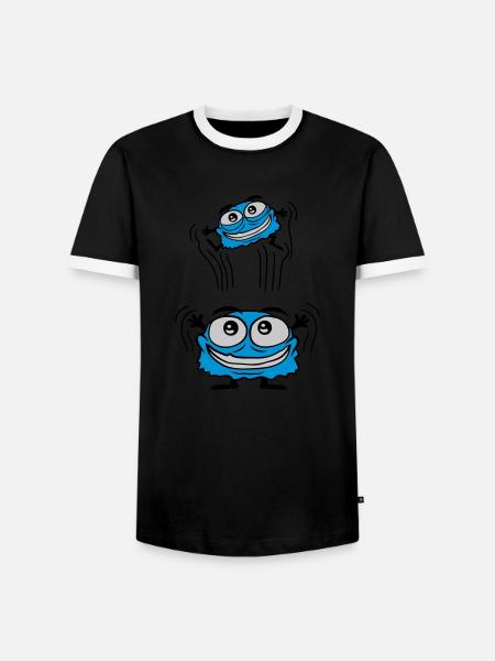 Papa Monster throws child - Men's Ringer Shirt - black/white