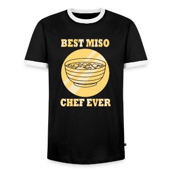 Miso Chef isst Ramen Liebhaber von japanischem - Männer Kontrast-T-Shirt - Schwarz/Weiß - Vorne - AI Model Female 172 light (172cm) & AI Model Male 178 light (178cm)
