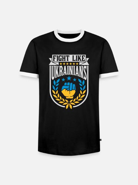 fight like ukrainians quote - Men's Ringer Shirt - black/white