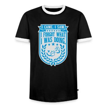 Je suis venu voir oublier - T-shirt contrasté Homme - noir/blanc - Devant - AI Model Female 172 light (172cm) & AI Model Male 178 light (178cm)