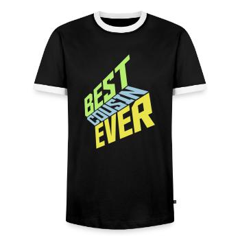 best cousin ever quote - Men's Ringer Shirt - black/white - Front - AI Model Female 172 light (172cm) & AI Model Male 178 light (178cm)