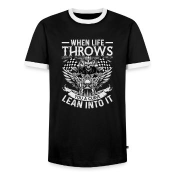 When Life Throws you a curve lean intoit - T-shirt contrasté Homme - noir/blanc - Devant - AI Model Female 172 light (172cm) & AI Model Male 178 light (178cm)