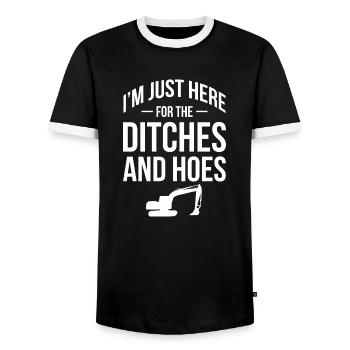 Je suis juste là pour les fossés et les houes - - T-shirt contrasté Homme - noir/blanc - Devant - AI Model Female 172 light (172cm) & AI Model Male 178 light (178cm)