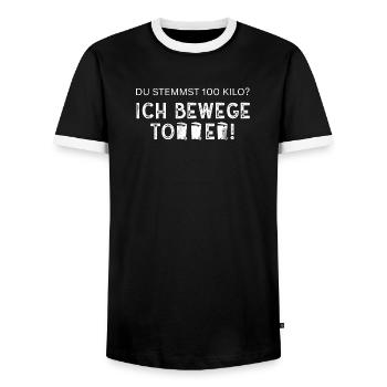 Ich bewege Tonnen - Müllfahrer/Müllabfuhr/Müllmann - Männer Kontrast-T-Shirt - Schwarz/Weiß - Vorne - AI Model Female 172 light (172cm) & AI Model Male 178 light (178cm)
