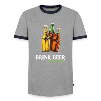 Bier trinken - Männer Kontrast-T-Shirt - Grau/Navy  - Vorne - AI Model Female 172 light (172cm) & AI Model Male 178 light (178cm)