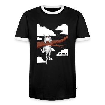 Hang in there 06 - Men's Ringer Shirt - black/white - Front - AI Model Female 172 light (172cm) & AI Model Male 178 light (178cm)
