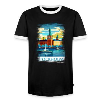 Stockholm Suède Suède Région nordique Scandinavie - T-shirt contrasté Homme - noir/blanc - Devant - AI Model Female 172 light (172cm) & AI Model Male 178 light (178cm)