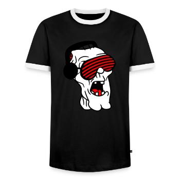 DJ Zombie Monster Horror Halloween Party Music - Men's Ringer Shirt - black/white - Front - AI Model Female 172 light (172cm) & AI Model Male 178 light (178cm)