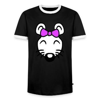 Maus Frau Hübsche Schleife Girl Kleine Ratte Süße - Männer Kontrast-T-Shirt - Schwarz/Weiß - Vorne - AI Model Female 172 light (172cm) & AI Model Male 178 light (178cm)