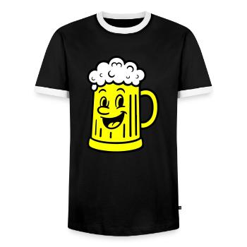 Bierkrug Comic Bier - Männer Kontrast-T-Shirt - Schwarz/Weiß - Vorne - AI Model Female 172 light (172cm) & AI Model Male 178 light (178cm)