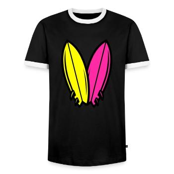 Surfbrett Symbol Surfen - Männer Kontrast-T-Shirt - Schwarz/Weiß - Vorne - AI Model Female 172 light (172cm) & AI Model Male 178 light (178cm)