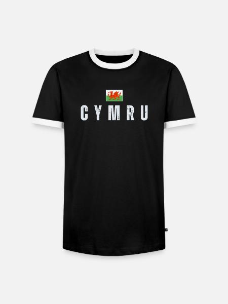 Flagge von Wales, walisischer Patriot - Männer Kontrast-T-Shirt - Schwarz/Weiß
