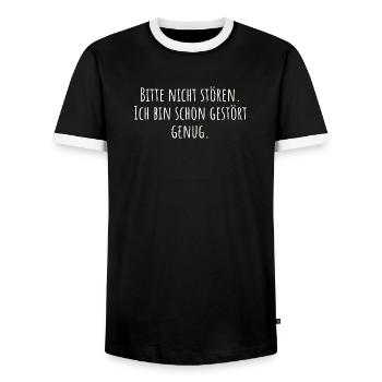 Merci de ne pas déranger. Je suis déjà assez perturbé comme ça. - T-shirt contrasté Homme - noir/blanc - Devant - AI Model Female 172 light (172cm) & AI Model Male 178 light (178cm)