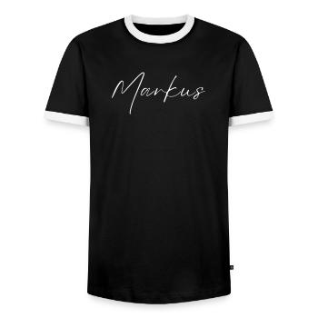 T-shirt Markus Nom cadeau pour hommes - T-shirt contrasté Homme - noir/blanc - Devant - AI Model Female 172 light (172cm) & AI Model Male 178 light (178cm)