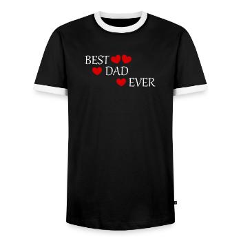 Father's Day Dad Dad Best Dad Ever Saying Father's Day - Men's Ringer Shirt - black/white - Front - AI Model Female 172 light (172cm) & AI Model Male 178 light (178cm)