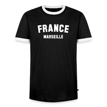 MARSEILLE France Frankreich - T-shirt contrasté Homme - noir/blanc - Devant - AI Model Female 172 light (172cm) & AI Model Male 178 light (178cm)