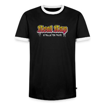 Vrai rap - T-shirt contrasté Homme - noir/blanc - Devant - AI Model Female 172 light (172cm) & AI Model Male 178 light (178cm)