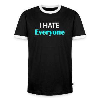 Ich hasse jeden - Männer Kontrast-T-Shirt - Schwarz/Weiß - Vorne - AI Model Female 172 light (172cm) & AI Model Male 178 light (178cm)