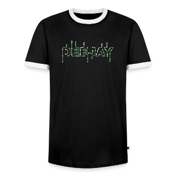 DEEJAY ARROWS WHITE - Men's Ringer Shirt - black/white - Front - AI Model Female 172 light (172cm) & AI Model Male 178 light (178cm)
