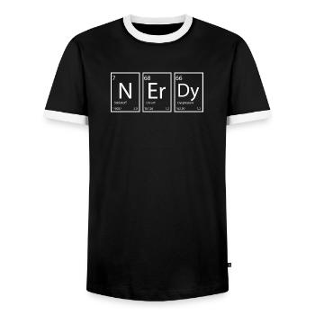 Nerdy Nerd Sayings Elements - Men's Ringer Shirt - black/white - Front - AI Model Female 172 light (172cm) & AI Model Male 178 light (178cm)