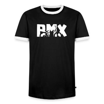 BMX Rider Shirt – Cooles Bike Design - Männer Kontrast-T-Shirt - Schwarz/Weiß - Vorne - AI Model Female 172 light (172cm) & AI Model Male 178 light (178cm)