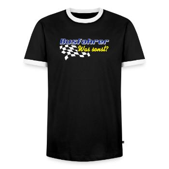 Busfahrer Bus Omnibus , Busfahrer was sonst (25) - Männer Kontrast-T-Shirt - Schwarz/Weiß - Vorne - AI Model Female 172 light (172cm) & AI Model Male 178 light (178cm)