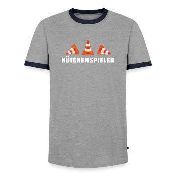 Hütchenspieler - Straßenbau (1) - Männer Kontrast-T-Shirt - Grau/Navy  - Vorne - AI Model Female 172 light (172cm) & AI Model Male 178 light (178cm)