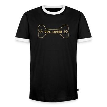Dog Lover Dog Friend Gold Bone Dogs Fan Animal - Men's Ringer Shirt - black/white - Front - AI Model Female 172 light (172cm) & AI Model Male 178 light (178cm)
