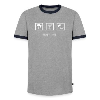 Geschäftige Zeit - Feiertage - Männer Kontrast-T-Shirt - Grau/Navy  - Vorne - AI Model Female 172 light (172cm) & AI Model Male 178 light (178cm)