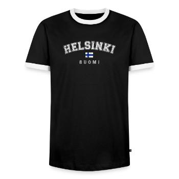 Helsinki Suomi - T-shirt contrasté Homme - noir/blanc - Devant - AI Model Female 172 light (172cm) & AI Model Male 178 light (178cm)