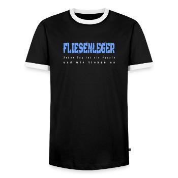 Fliesenleger Design - Männer Kontrast-T-Shirt - Schwarz/Weiß - Vorne - AI Model Female 172 light (172cm) & AI Model Male 178 light (178cm)