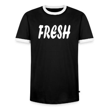 Frischer, einfacher Text - Männer Kontrast-T-Shirt - Schwarz/Weiß - Vorne - AI Model Female 172 light (172cm) & AI Model Male 178 light (178cm)