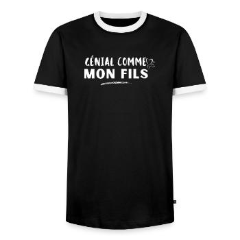 Génial comme mon fils - T-shirt contrasté Homme - noir/blanc - Devant - AI Model Female 172 light (172cm) & AI Model Male 178 light (178cm)