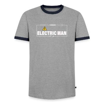 ELECTRIC MAN - Männer Kontrast-T-Shirt - Grau/Navy  - Vorne - AI Model Female 172 light (172cm) & AI Model Male 178 light (178cm)